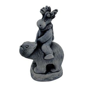Moose Riding Polar Bear Figurine By Alaska Originals